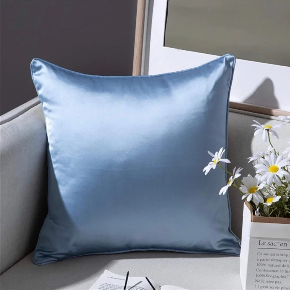 Luxury Home | Elegant Sky Blue Jaquard Embroidered Geo Design Throw Pillow Cover